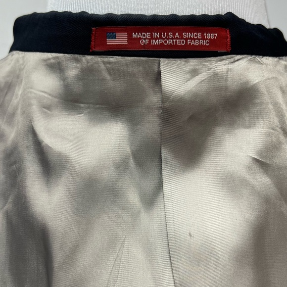 Hart Schaffner Marx Navy Gold/Bronze 2-Button 43R Blazer Jacket Vintage Coat - Picture 6 of 7